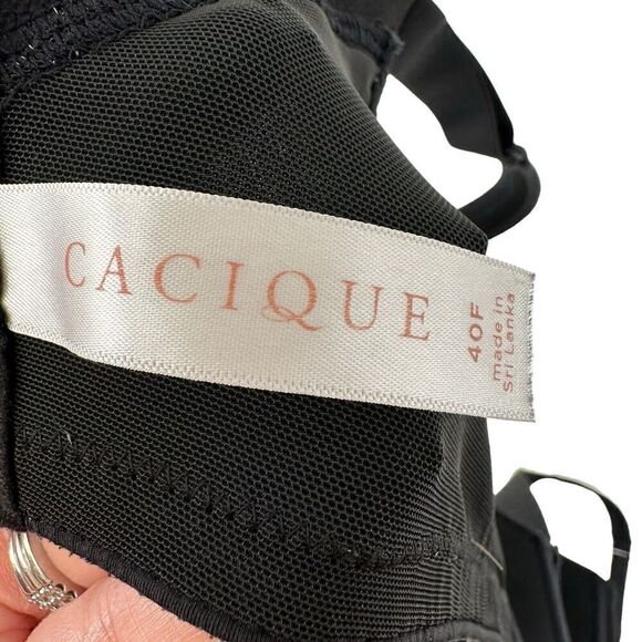 Cacique Bra 40F Lightly Lined Full Coverage Black Underwired Back Closure Bra - Picture 10 of 11
